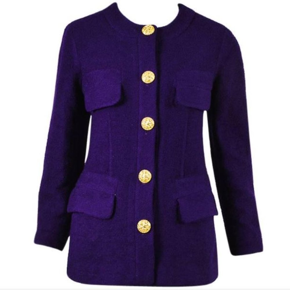 Vintage Chanel | Boutique Violet Royal Purple knit woven Jacket new condition